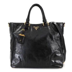 PRADA Tote Shoulder Bag Leather Black BN2533 Purse 90285015